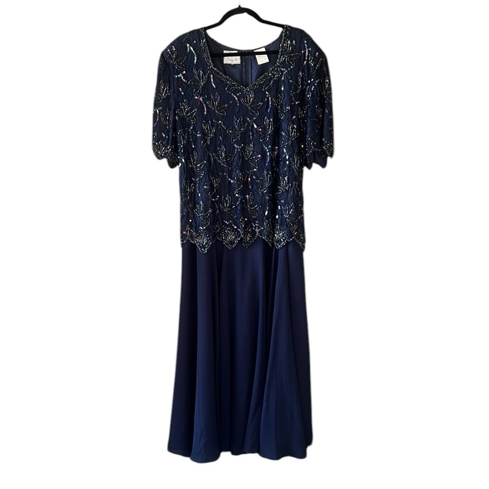 Carina by Barry Lee Vintage 3X Navy Mother of the Bride Embellished Sequin Dress